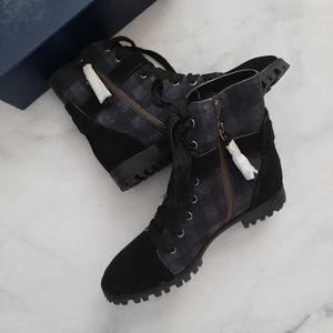 Splendid Celine Plaid Black Grey Combat Boots